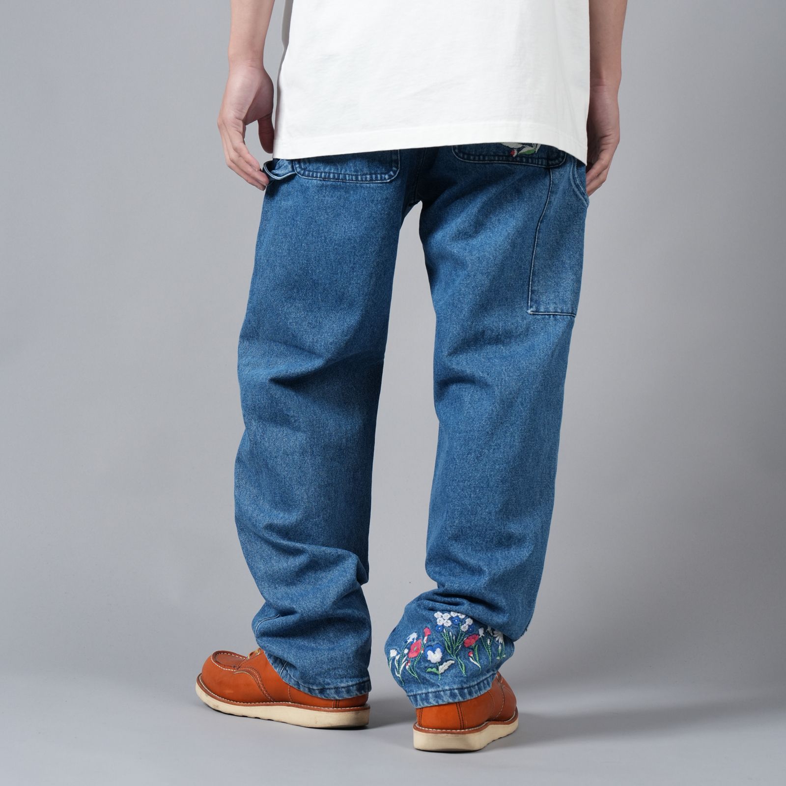 【ラスト1点】EMBRD CARPNTR DENIM PANT /  エンブロイダリー カーペンター デニムパンツ (ブルー)