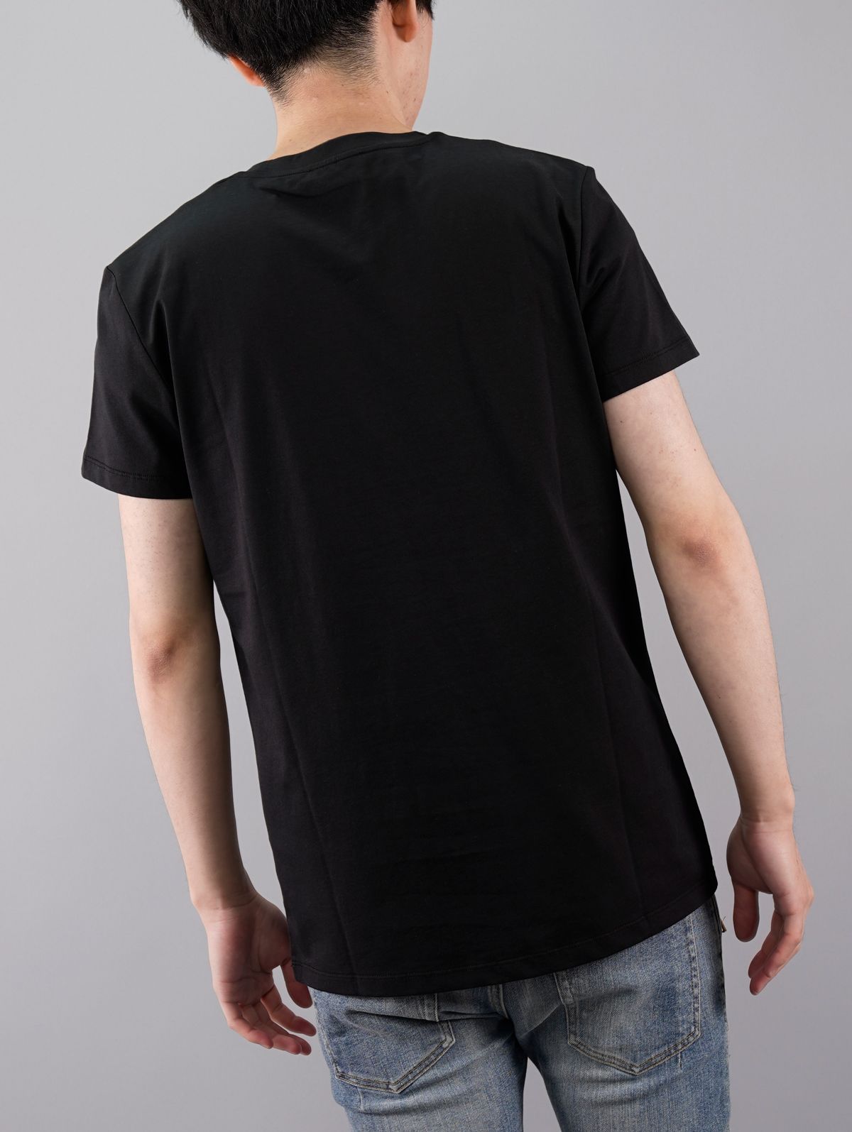 BALMAIN - 【ラスト1点】Black Cotton T-shirt White Balmain
