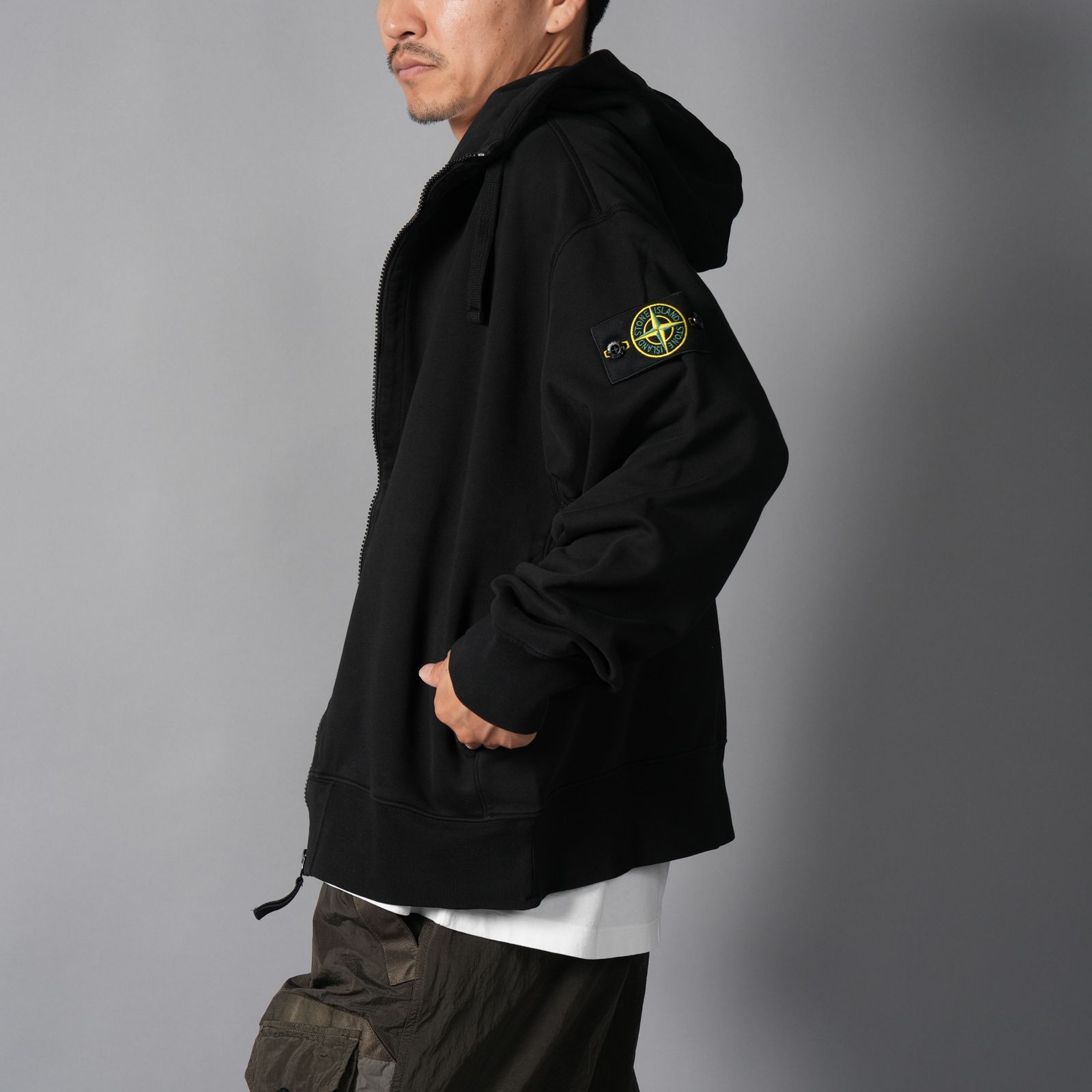6100009 ORGANIC COTTON FLEECE / コットンフリース / ジップパーカー (ブラック)