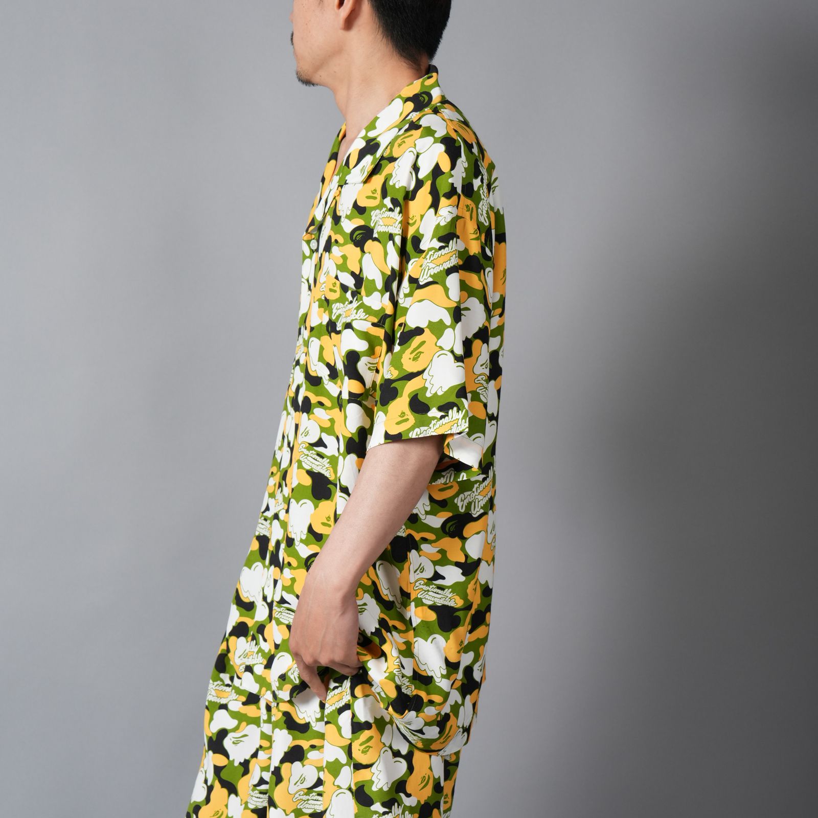 【コラボ】EU-MK8-0000-C02 / EU APE ALOHA SHIRT / GREEN / シャツ (グリーン)