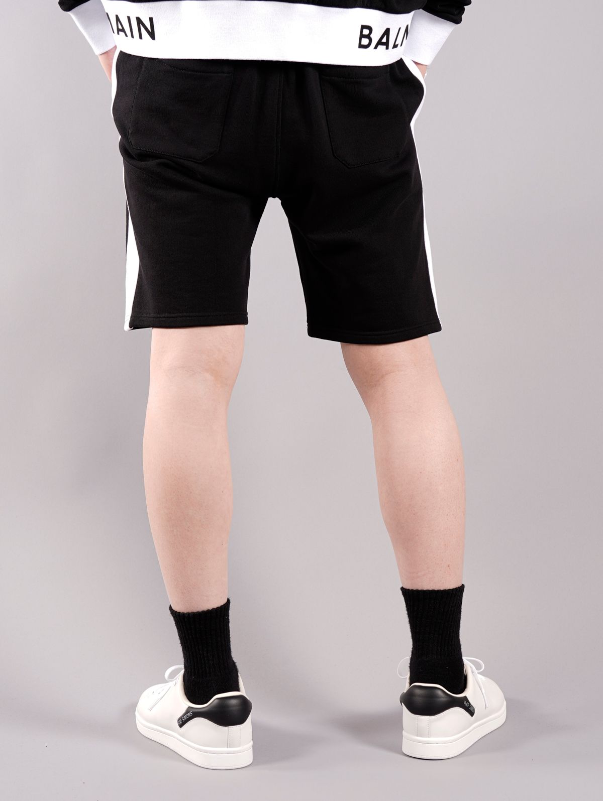 BERMUDA SHORTS BALMAIN RIBBED / バミューダ ショーツ (スウェット ショートパンツ) / ブラック / コットン / メンズ