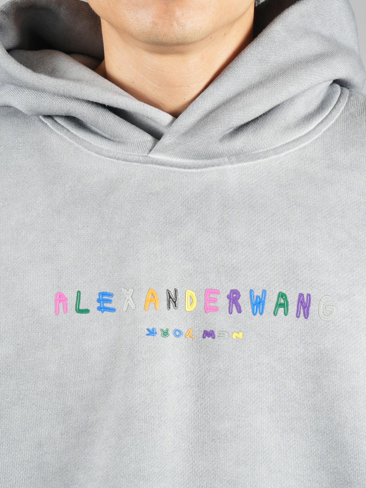 Alexander Wang - 【ラスト1点】 SWEATSHIRT HOODIE WITH MULTICOLOR PUFF LOGO / フーディー  パーカー (グレー) | Confidence