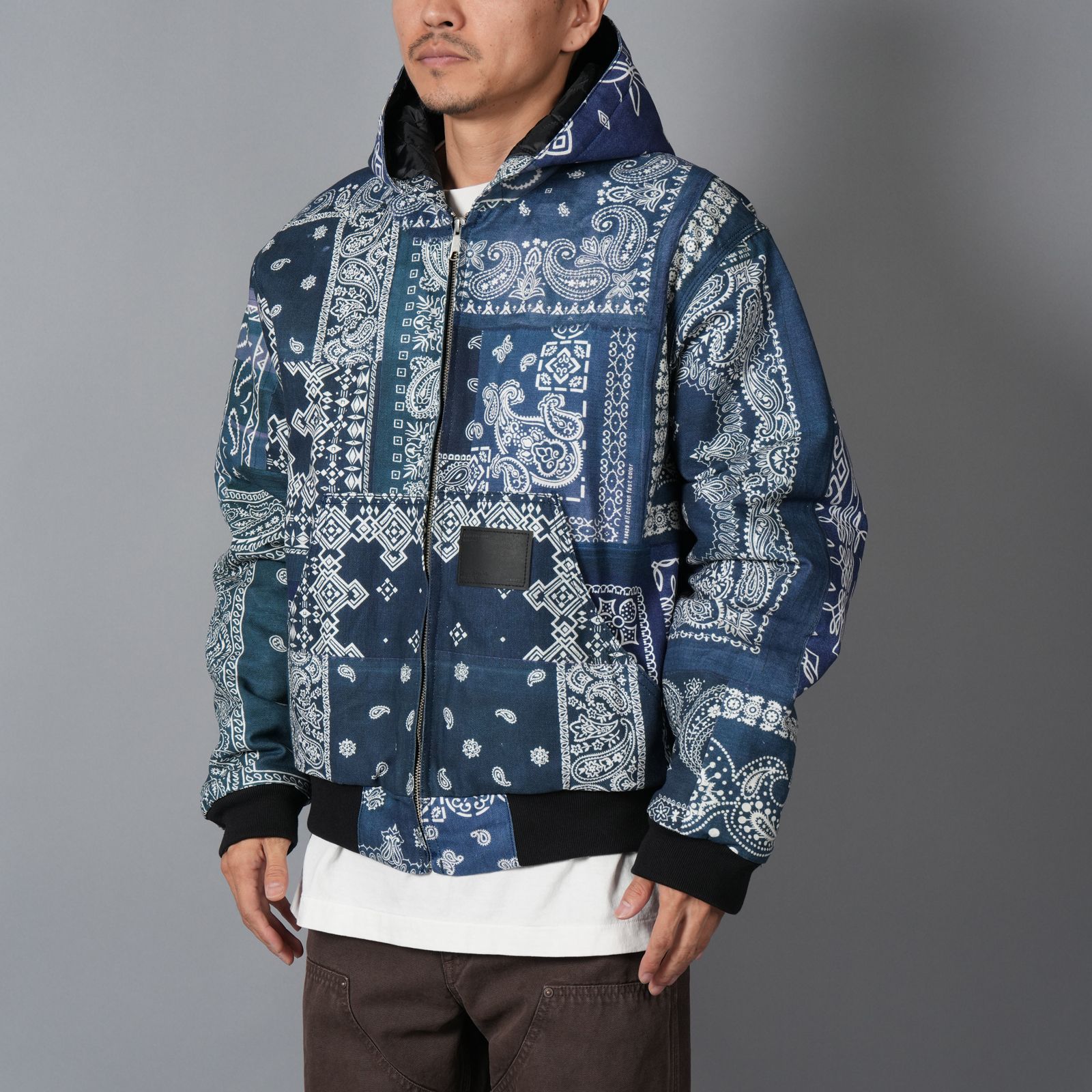 MH027 / Quilted Hoodie Jacket / キルテッド フーディージャケット (ブルー)