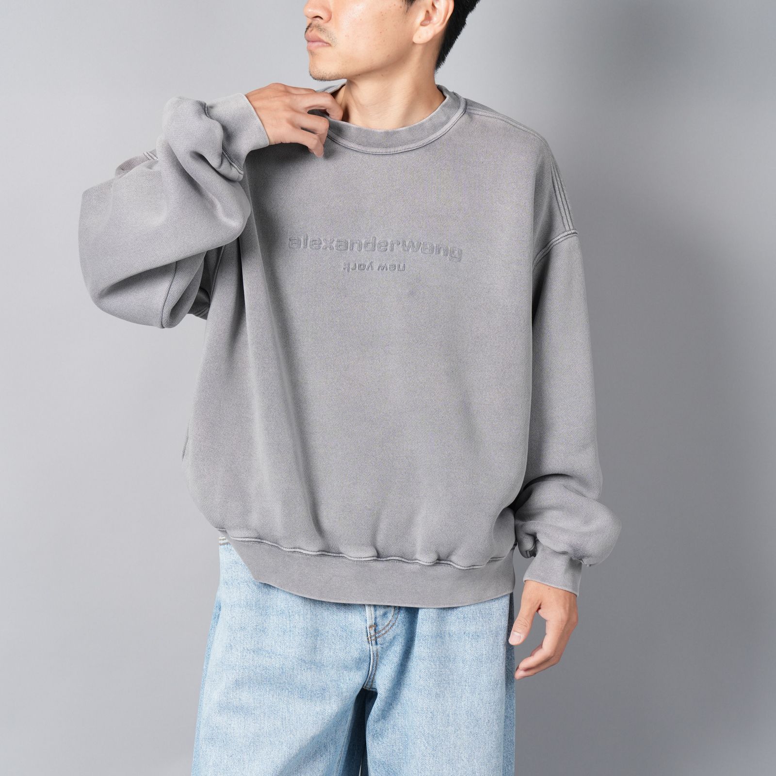 alexander wang - BI-COLOR ACID SWEATSHIRT WITH EMBOSSED LOGO 