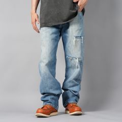 BASICKS x Vintage Levi's Heart Pocket Damage Denim / ハートポケットダメージデニム [34インチ] (ブルー)