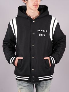 【ラスト1点】WOOL FELT TEDDY W/ BALMAIN HOODED JACKET / ウール フェルト テディジャケット (フード付き) / ブラック / メンズ