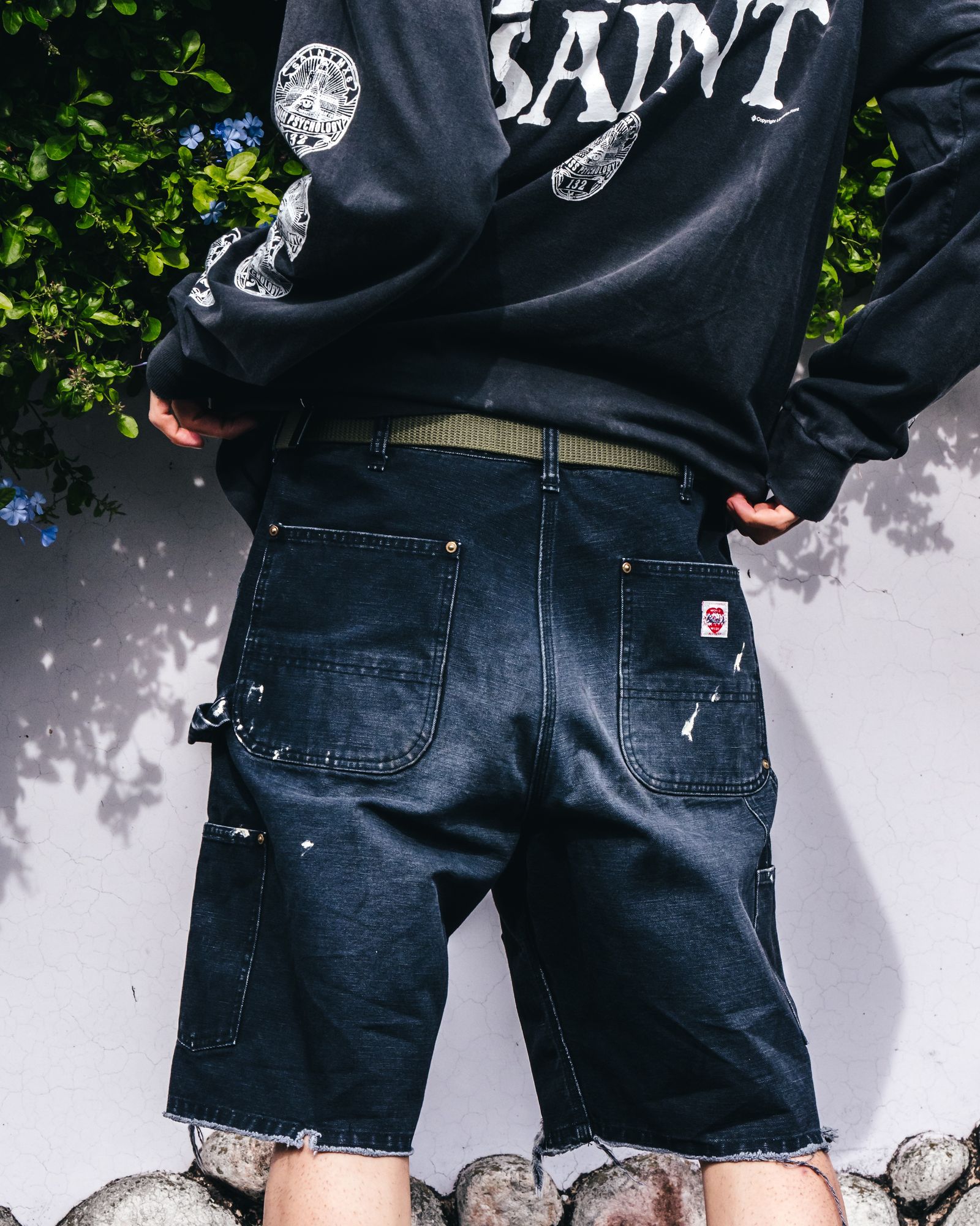 SAINT M×××××× - SM-HR8-0000-071 / DOUBLE KNEE SHORTS / BLACK