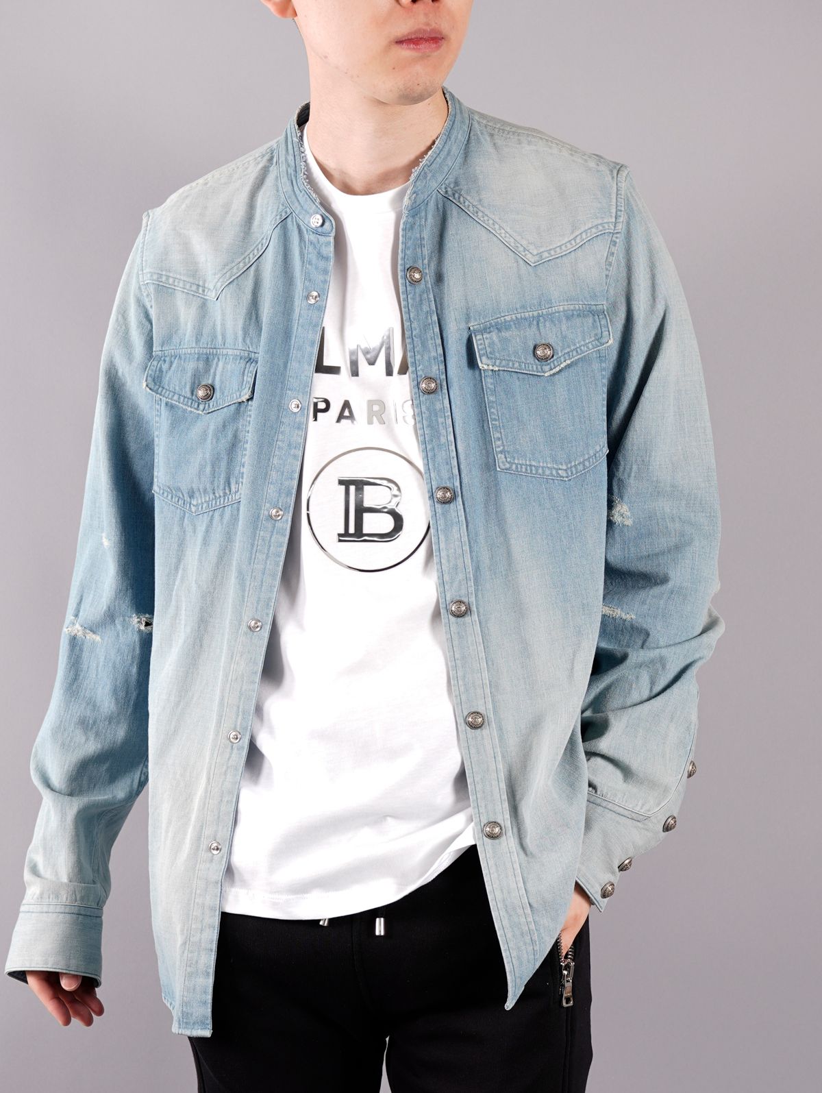 BALMAIN - BALMAIN LOGO DENIM SHIRT / デニムシャツ (長袖