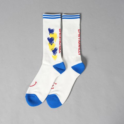 EU-MK1-0000-065 / EU LOGO SOCKS  / BLUE / ソックス(ホワイト/ブルー)