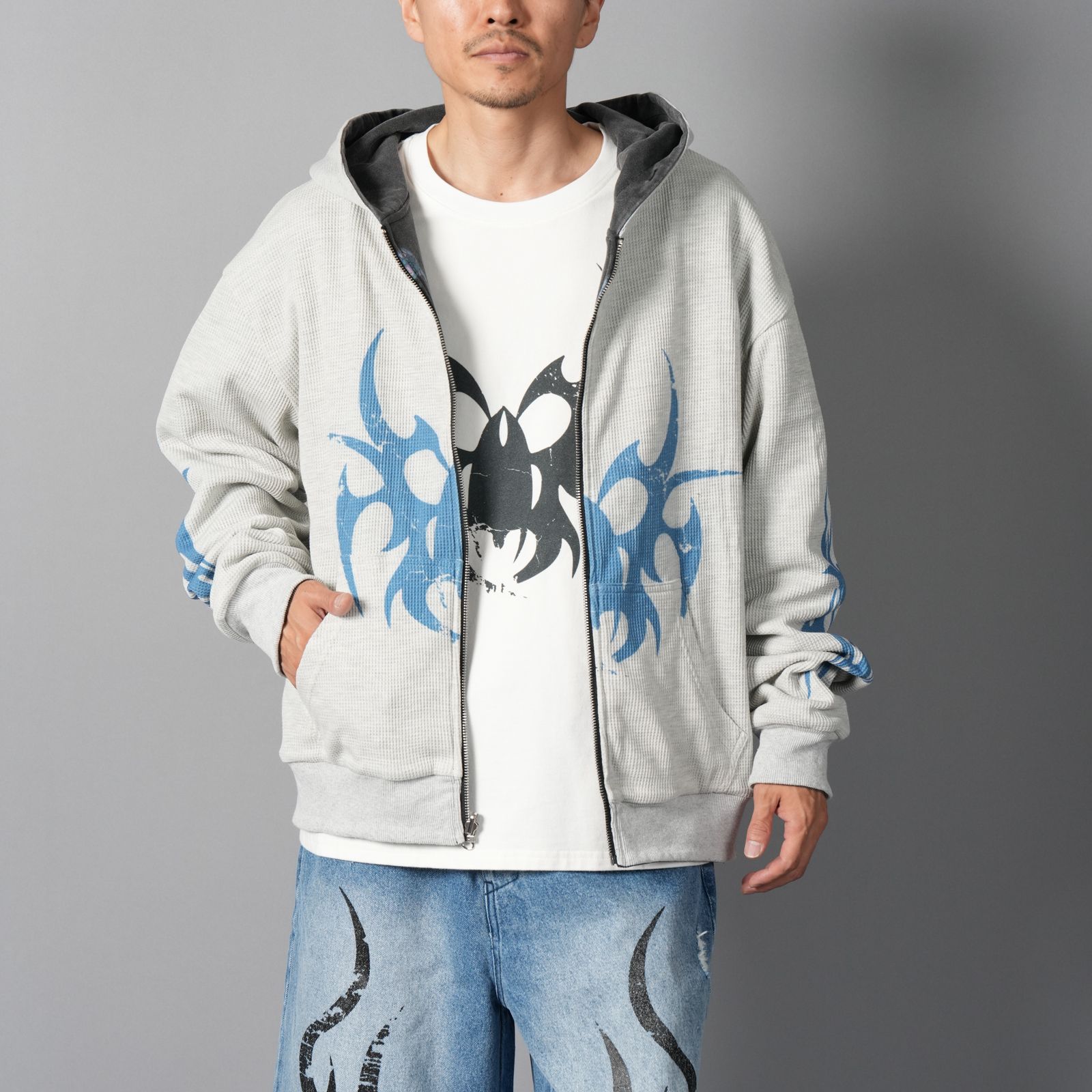 Reversible Pharma/Crank Zip Hooded Sweatshirt / リバーシブル ファーマ／クランク ジップ フーデッド スウェットシャツ (ヴィンテージブラック/ホワイト)