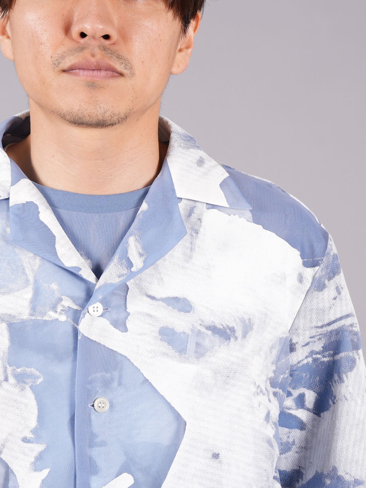 【ラスト1点】 TRANSPARENT FLOWER SHIRTS / フラワーシャツ (ブルー)