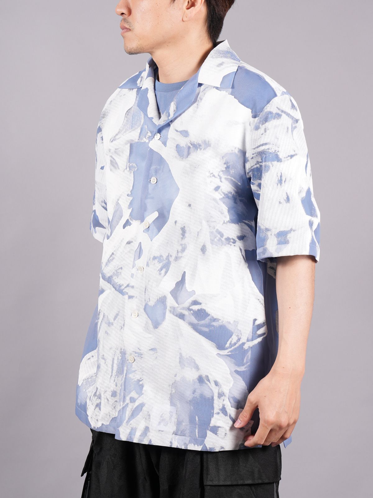 【ラスト1点】 TRANSPARENT FLOWER SHIRTS / フラワーシャツ (ブルー)