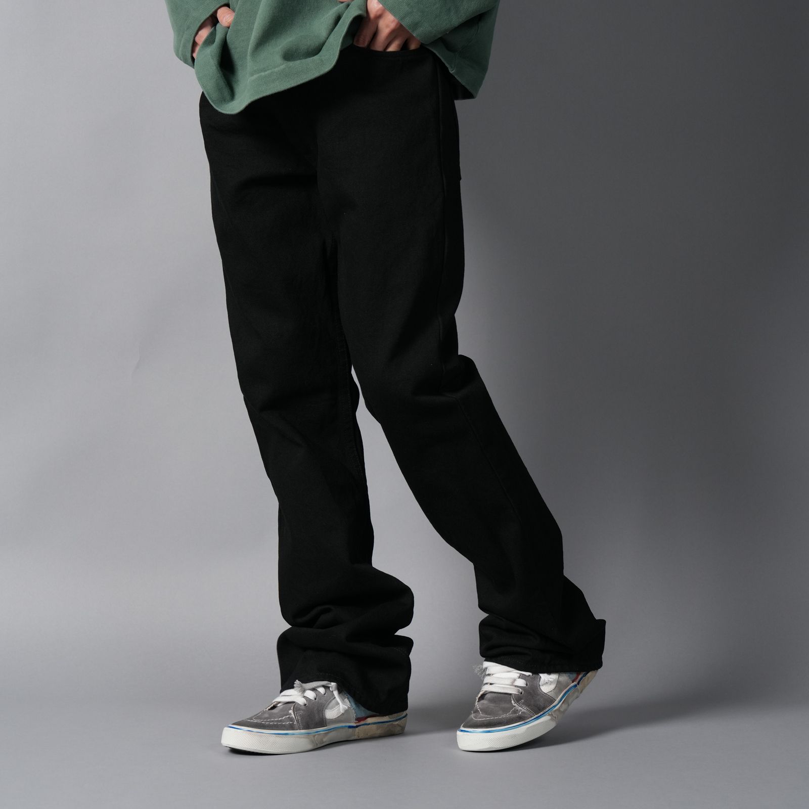 【ラスト1点】SM-MK8-0000-078 / BLACK DENIM PANTS / FLARE / デニムパンツ (ブラック)