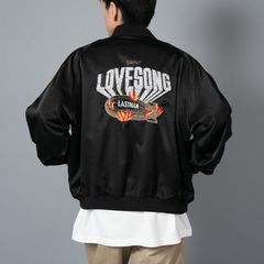 【ラスト1点】【コラボ】SM-HR8-0000-C32 / LM_SATIN JACKET / LOVE SONG / BK / サテンジャケット (ブラック)