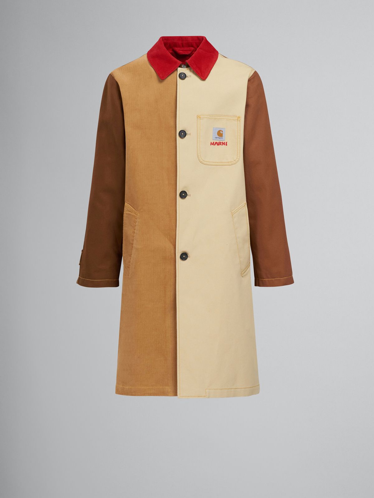 MARNI - MARNI X CARHARTT WIP - BROWN COLOUR-BLOCK COAT 