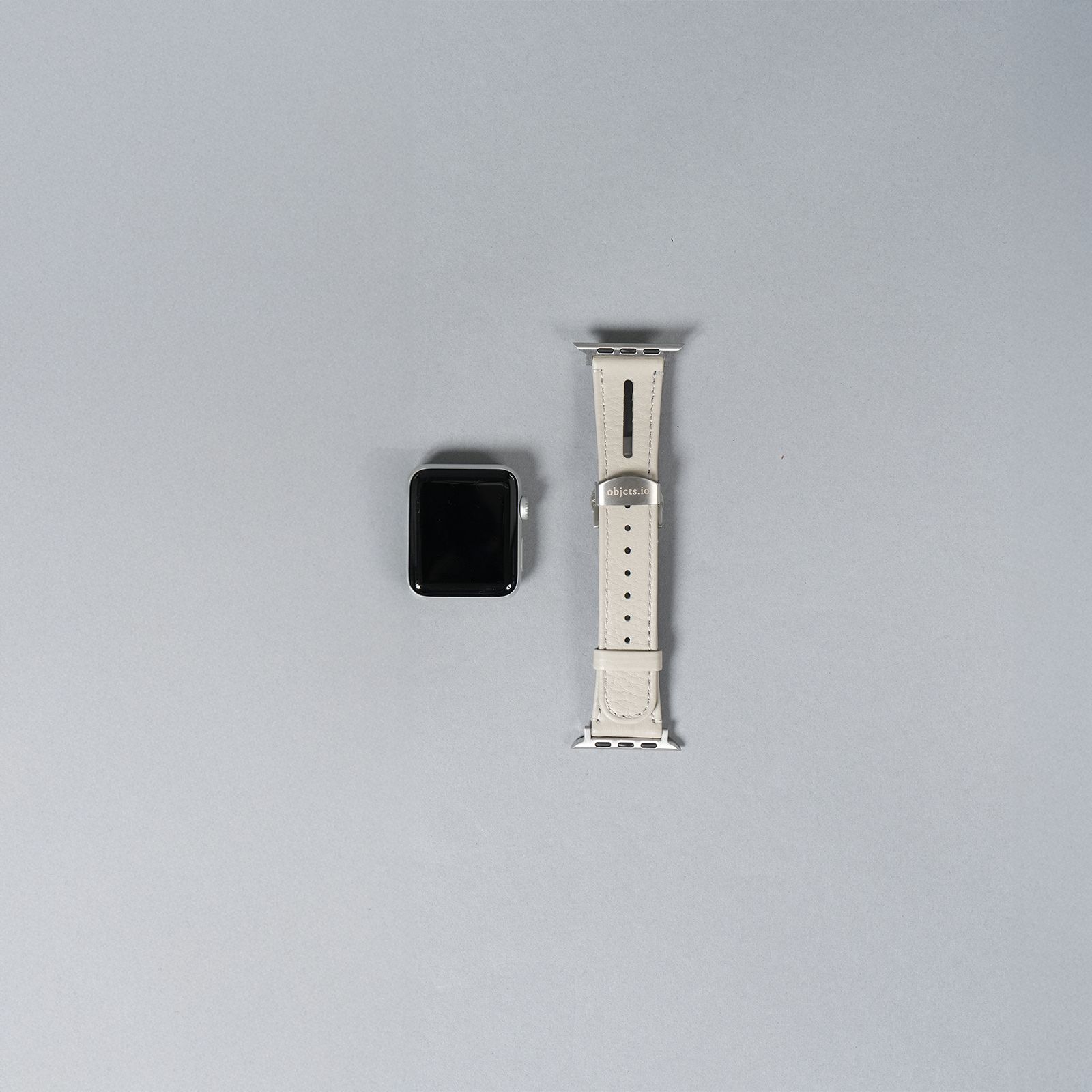 レザーハイブリッドバンド Dバックル for Apple Watch (ホワイトベージュ)