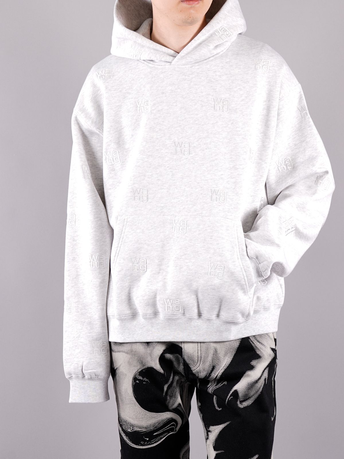 ALEXANDER WANG - ラスト1点 / LONG SLEEVE HOODIE WITH ALLOVER 