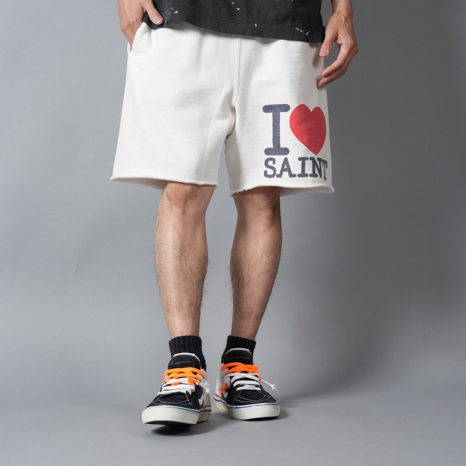 SM-MK8-0000-067 / SWEAT SHORTS / I LOVE SAINT / WHT / スウェットショーツ (ホワイト)