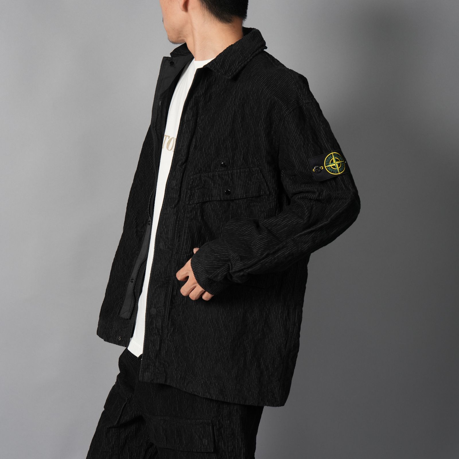1200020 / WRINKLED CORDUROY 500-TC / オーバーシャツ・コーデュロイシャツ (ブラック)