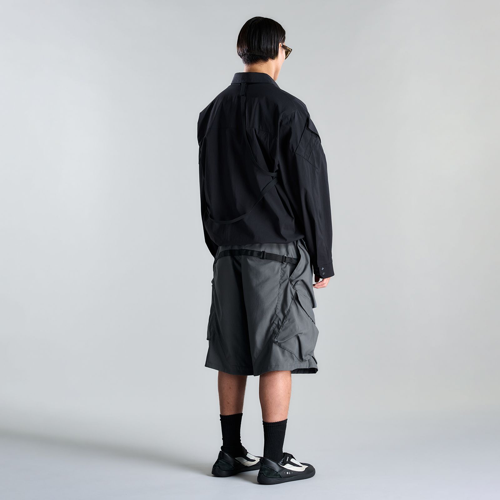 LA12-M / NYLON STRETCH SHIRT JACKET / ナイロンストレッチシャツジャケット [ストレートフィット] (ブラック)