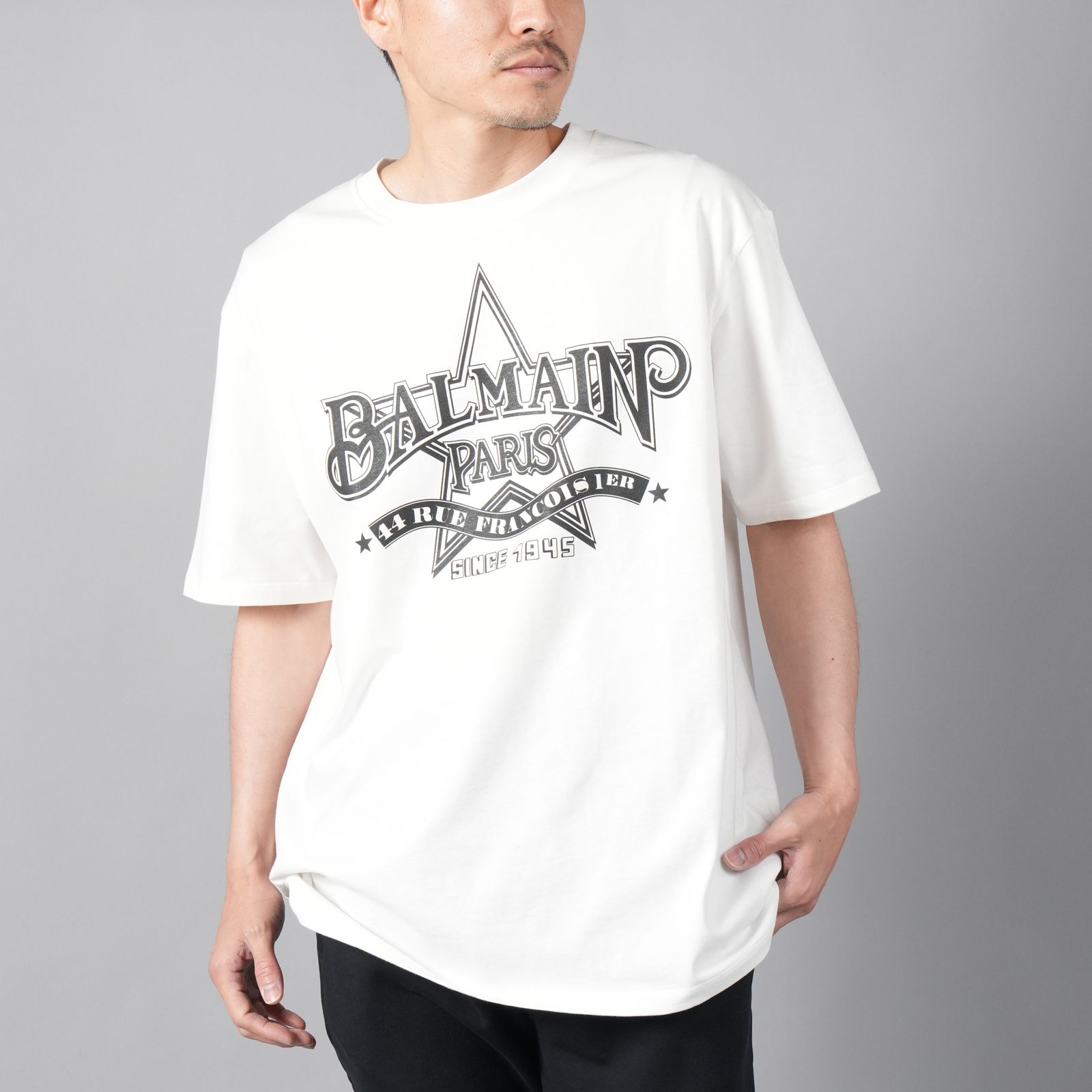 BALMAIN - BALMAIN STAR PRINT T-SHIRT -STRAIGHT FIT / バルマン