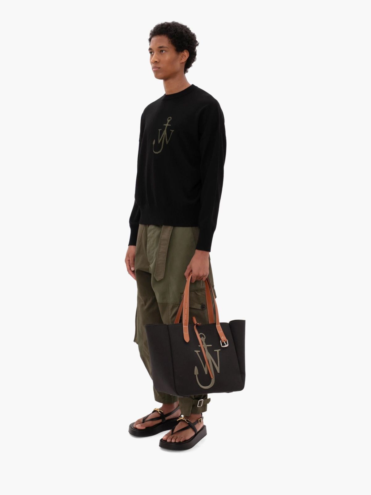 RECYCLED CANVAS BELT TOTE / リサイクルド キャンバス トート バック (ブラック/グリーン)