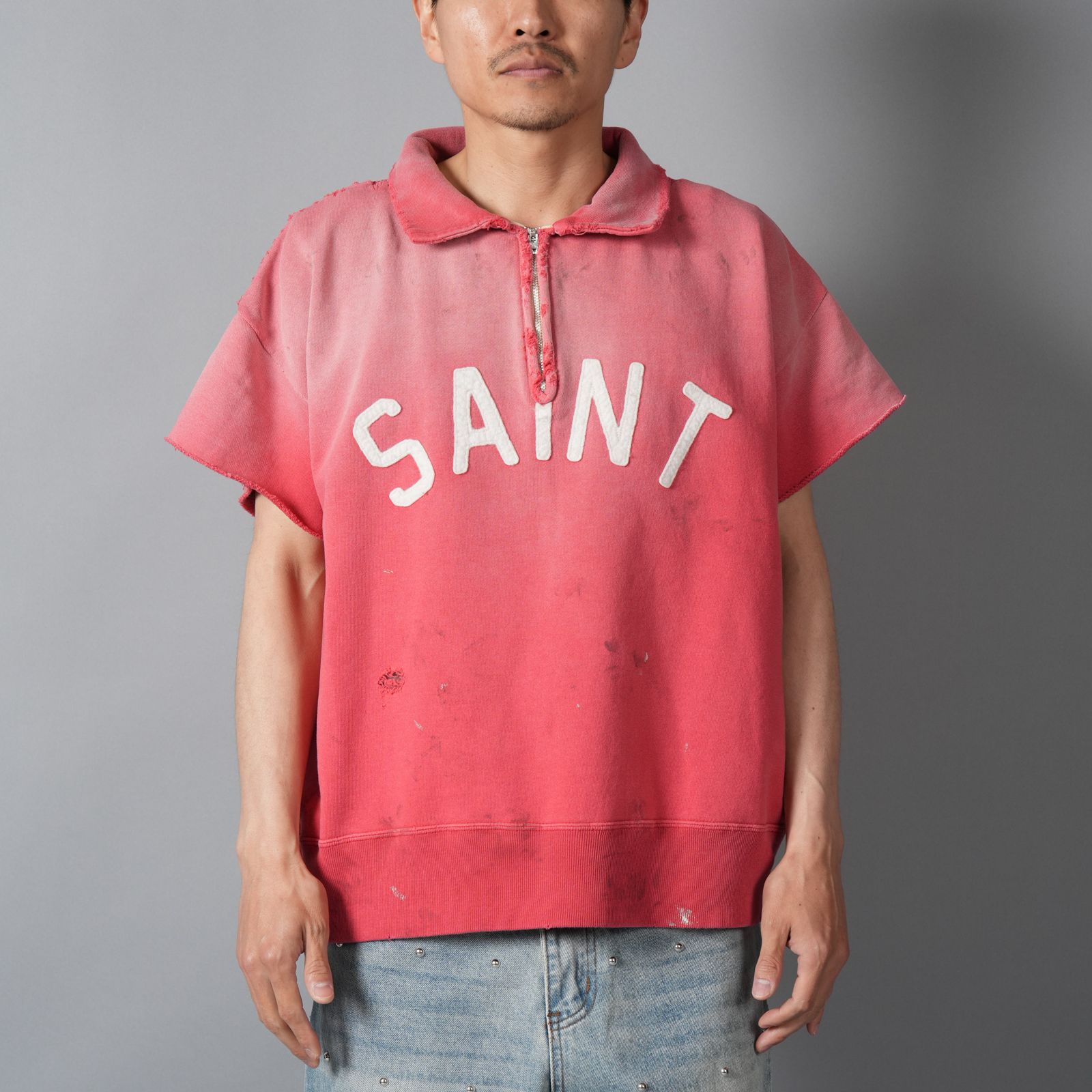 【残りわずか】SM-MK8-0000-053 / SS HALF ZIP SWEAT / SAINT / RED / ハーフジップスウェット(レッド)