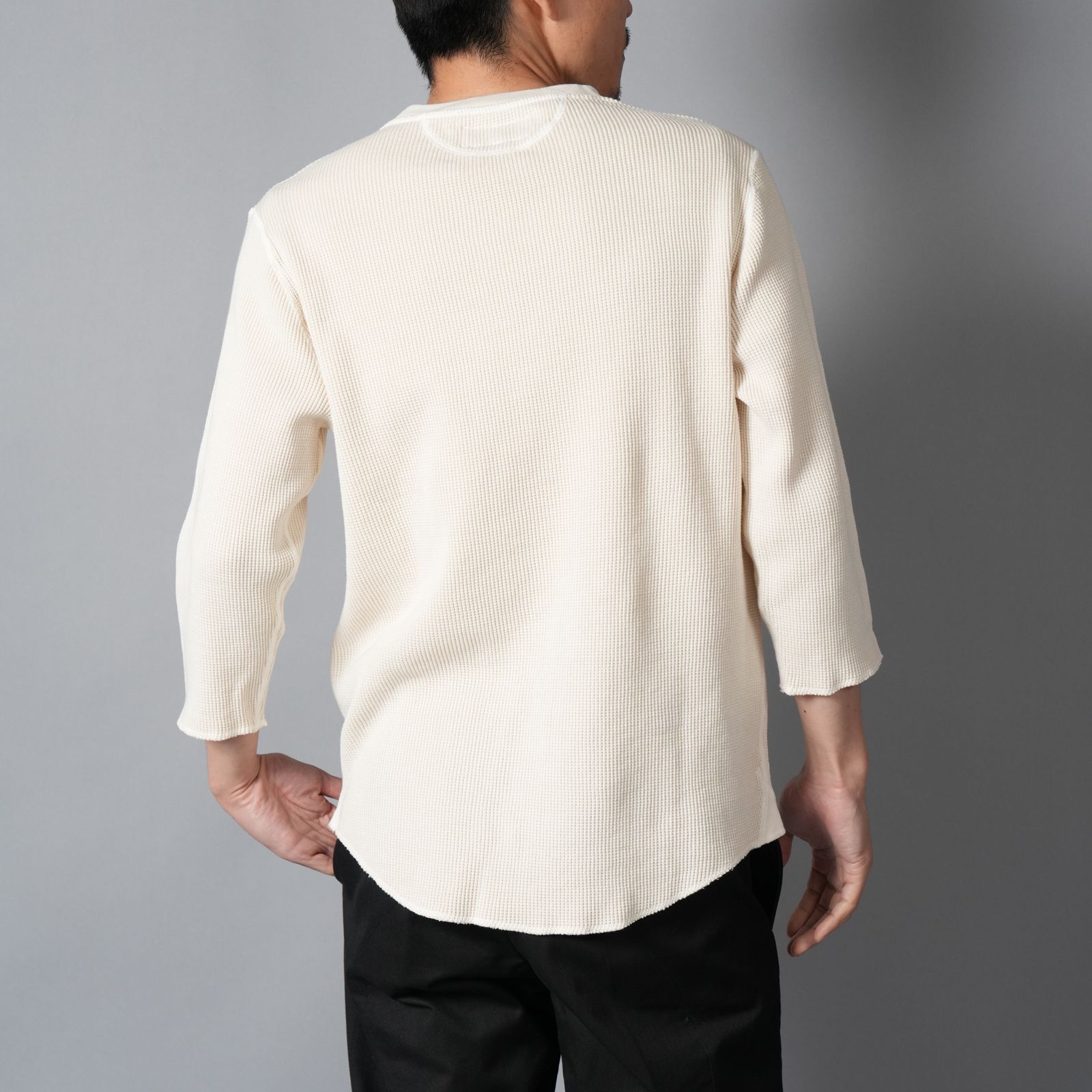 WAFFLE HENLEY (3/4)SLEEVE / ワッフル ヘンリーネック Tシャツ (ホワイト)