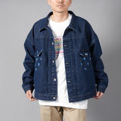 【ラスト1点】LOGO PATTERN DENIM JACKET / ロゴパターン デニムジャケット (ブルー)
