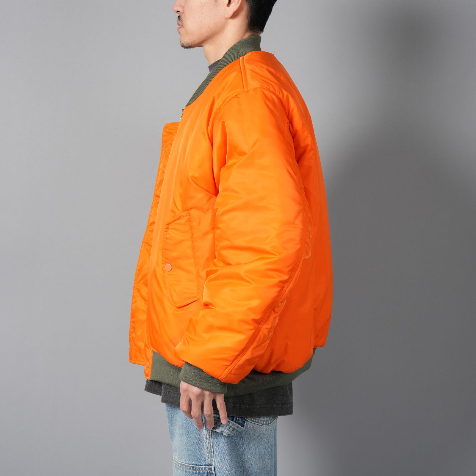 【ラスト1点】【コラボ】Basicks x F.M.C.D / Varsity Cotton Bomber Jacket / ヴァーシティジャケット・ボンバージャケット [リバーシブル](カーキ)