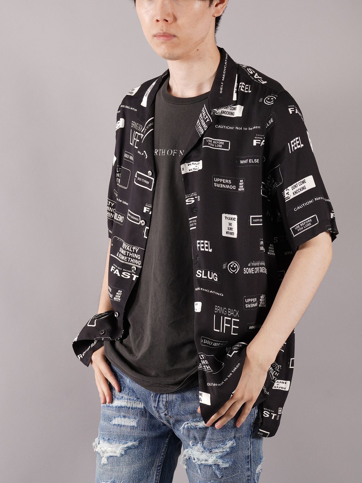 【ラスト1点】YOU HAVE BEEN WARNED RESORT SS SHIRT / ユー ハブ ビーン リゾート シャツ(ブラック)