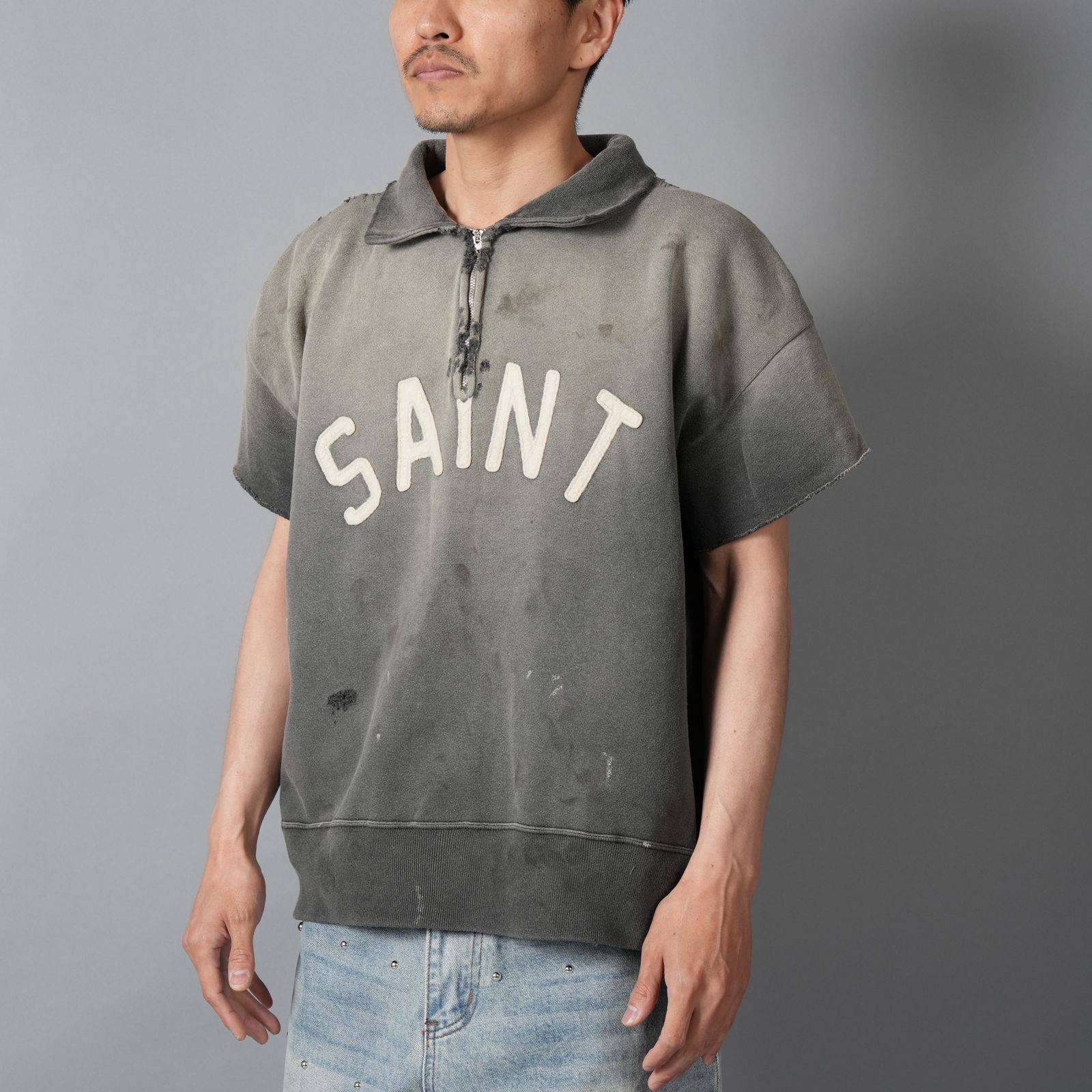 【ラスト1点】SM-MK8-0000-052 / SS HALF ZIP SWEAT / SAINT / CHARCOAL / ハーフジップスウェット(チャコール)