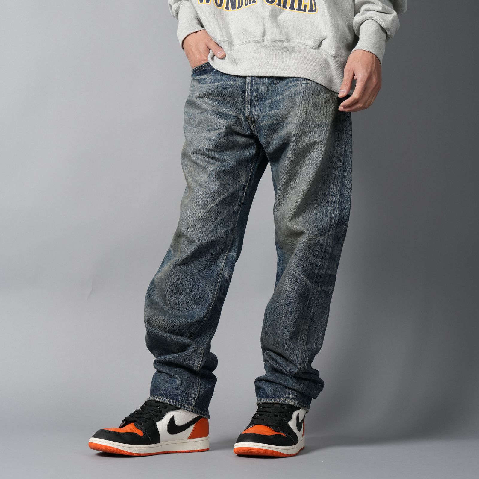 【ラスト1点】【コラボ】SM-HR1-0000-C60 / BB_DENIM PNT / 5PKTS DAMAGE / デニムパンツ (ブルー)