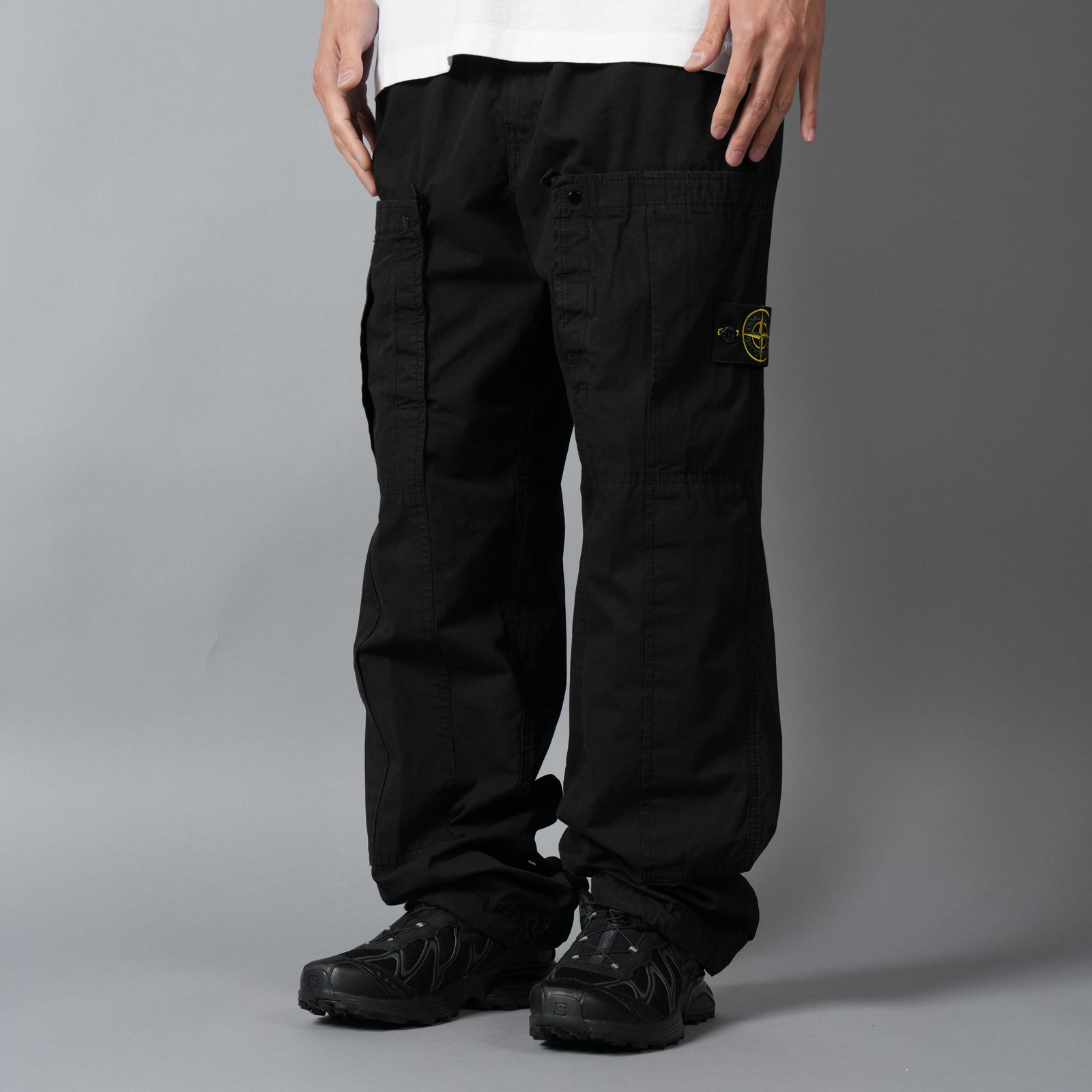 3100007 MERCERISED ORGANIC COTTON RIPSTOP / カーゴパンツ (ブラック)