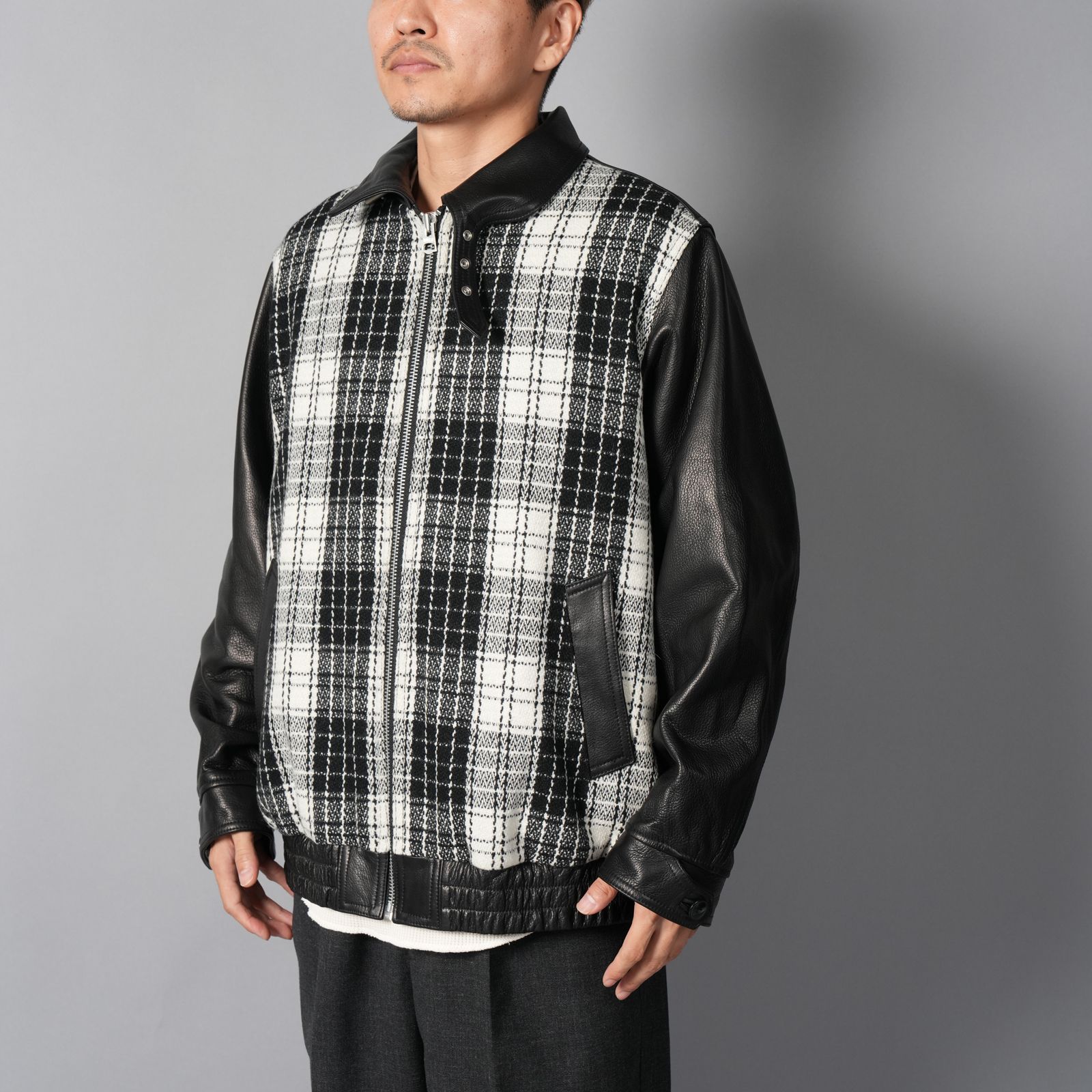 【ラスト1点】Murdoc Leather Jacket / マードックレザージャケット(ホワイト/ブラック)