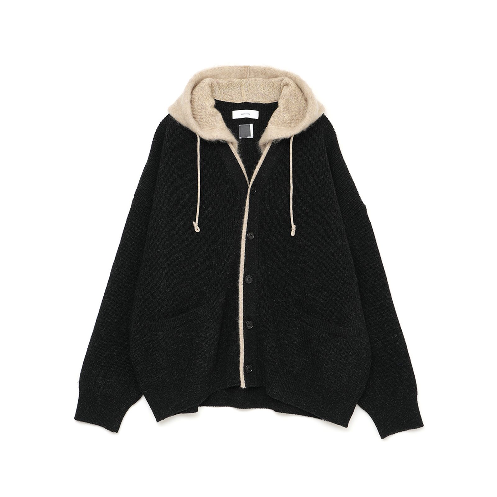 【ラスト1点】HOODED CARDIGAN / フーデッド カーディガン  (ブラック/ベージュ)