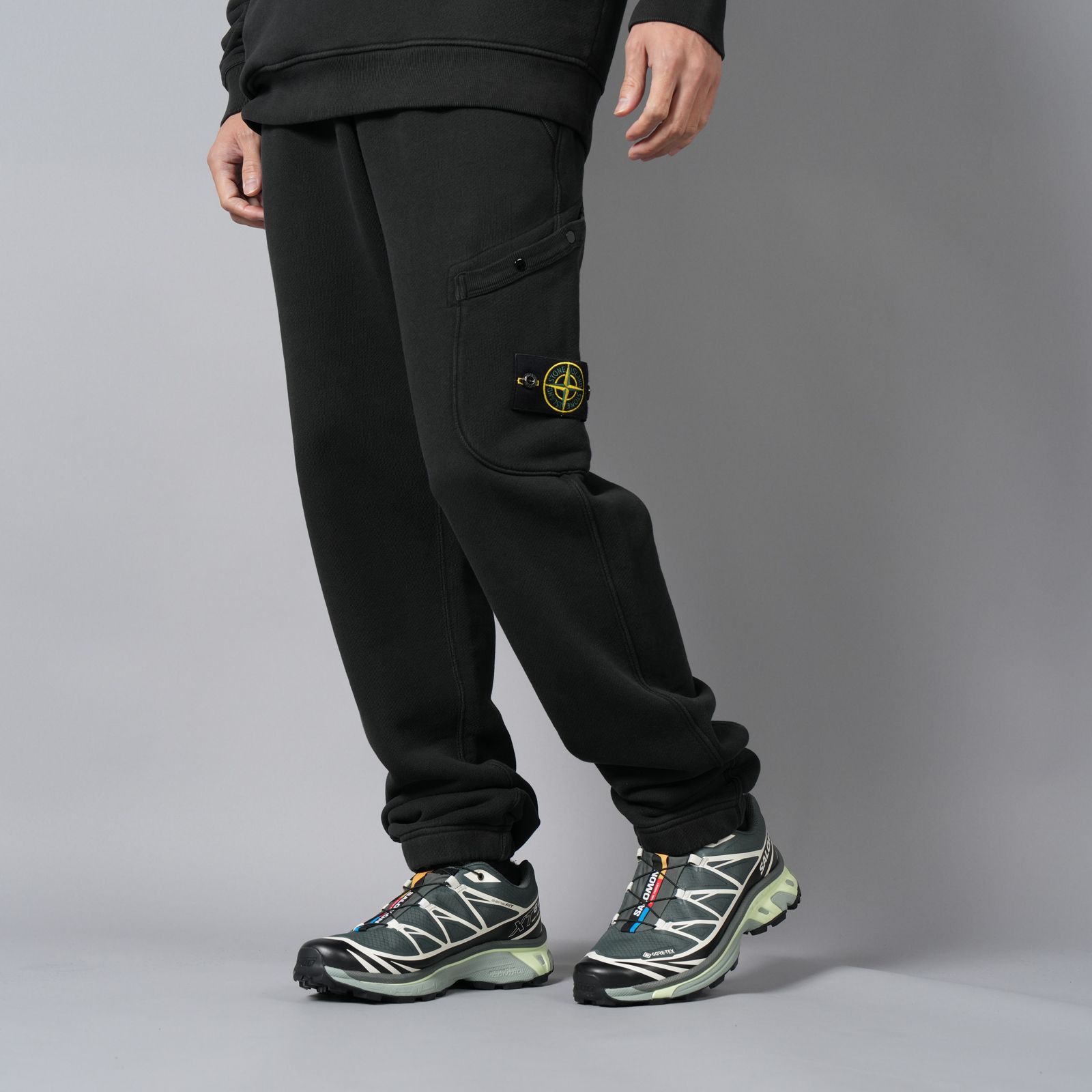 【ラスト1点】61141 / ORGANIC COTTON DIAGONAL FLEECE 'OLD' EFFECT / スウェットパンツ [ガーメントダイ] (ブラック)