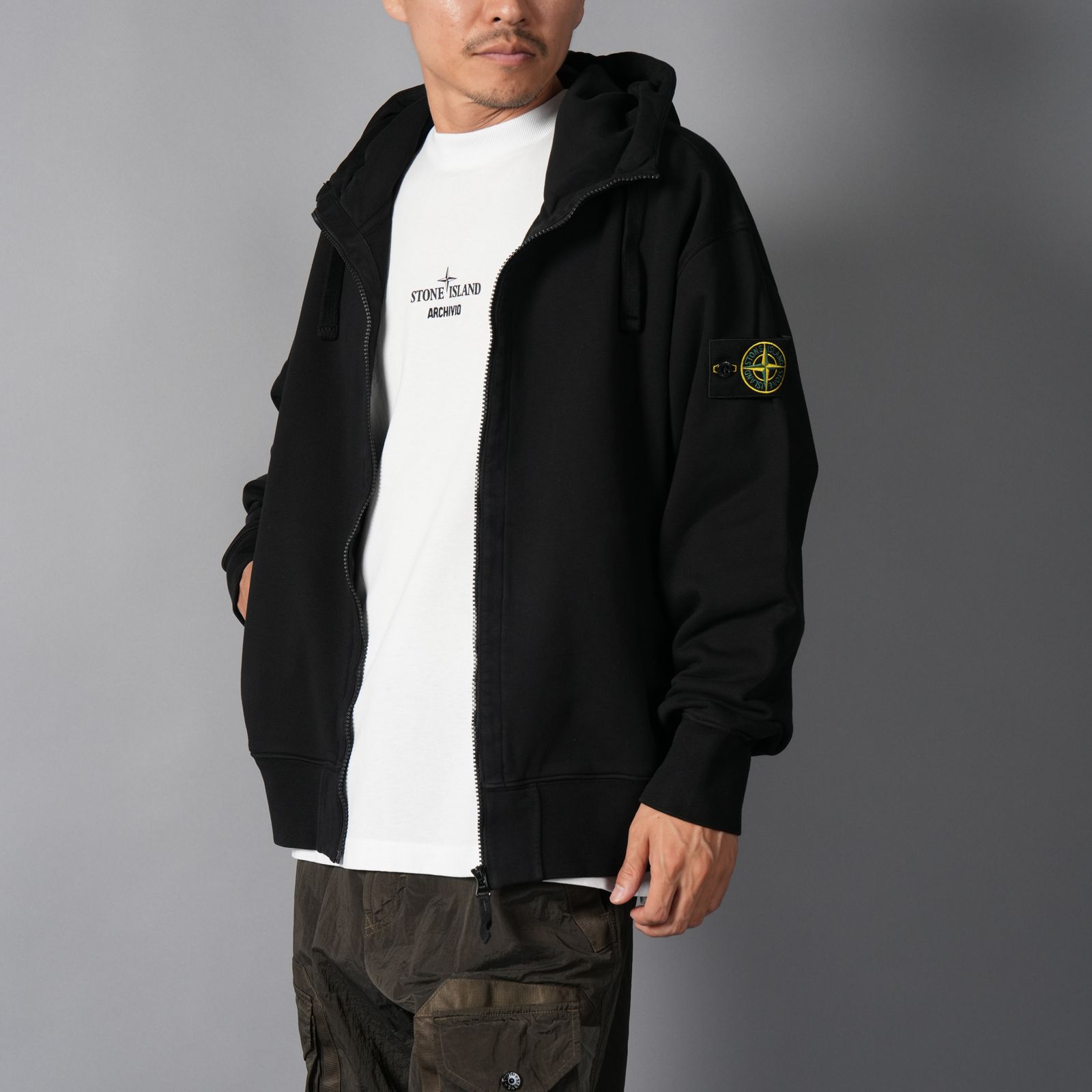 6100009 ORGANIC COTTON FLEECE / コットンフリース / ジップパーカー (ブラック)