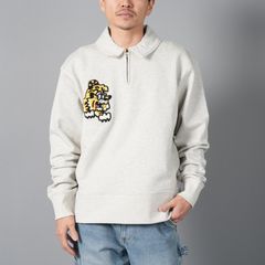 【残りわずか】【限定】GOTS VERDY COLLECTION EMBROIDERED HALF ZIP SWEATSH / ハーフジップスウェット (グレー)
