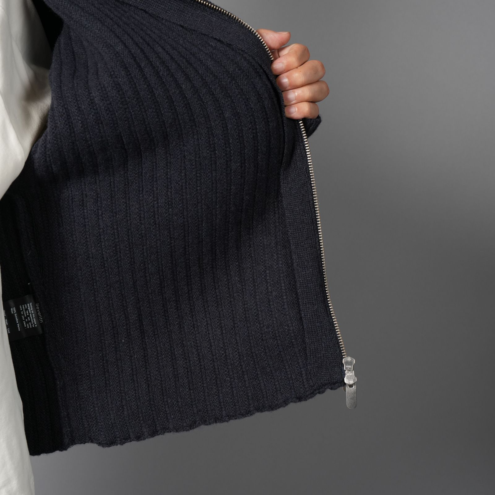 GLOBE RIB KNIT CARDIGAN  / グローブ リブ ニットカーディガン (マリン)