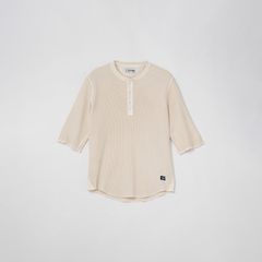 WAFFLE HENLEY (3/4)SLEEVE / ワッフル ヘンリーネック Tシャツ (ホワイト)