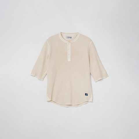 WAFFLE HENLEY (3/4)SLEEVE / ワッフル ヘンリーネック Tシャツ (ホワイト)