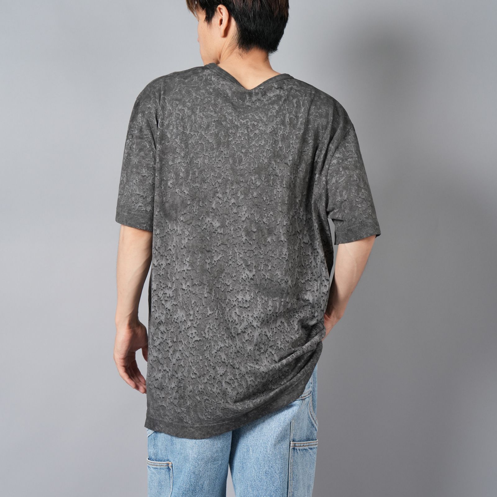 最大15%OFFクーポン - wang alexander エンボスロゴ コットンヘンプ スプラッター トップス