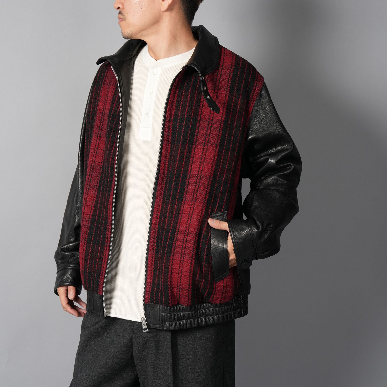 【ラスト1点】Murdoc Leather Jacket / マードックレザージャケット(レッド/ブラック)