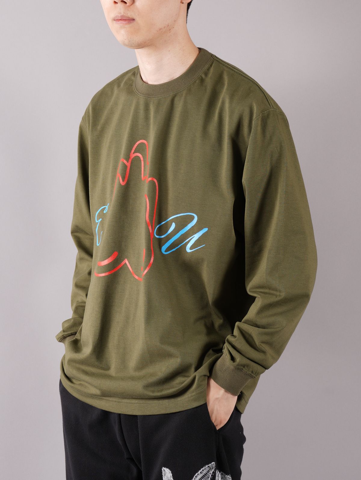 UP SIDE DOWN L/S T / アップサイドダウン ロングスリーブ T (グリーン)