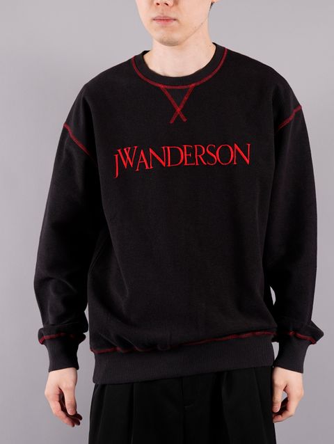 ラスト1点 / INSIDE-OUT CONTRAST SWEATSHIRT / インサイドアウト コントラスト スウェットシャツ (ブラック/レッド)