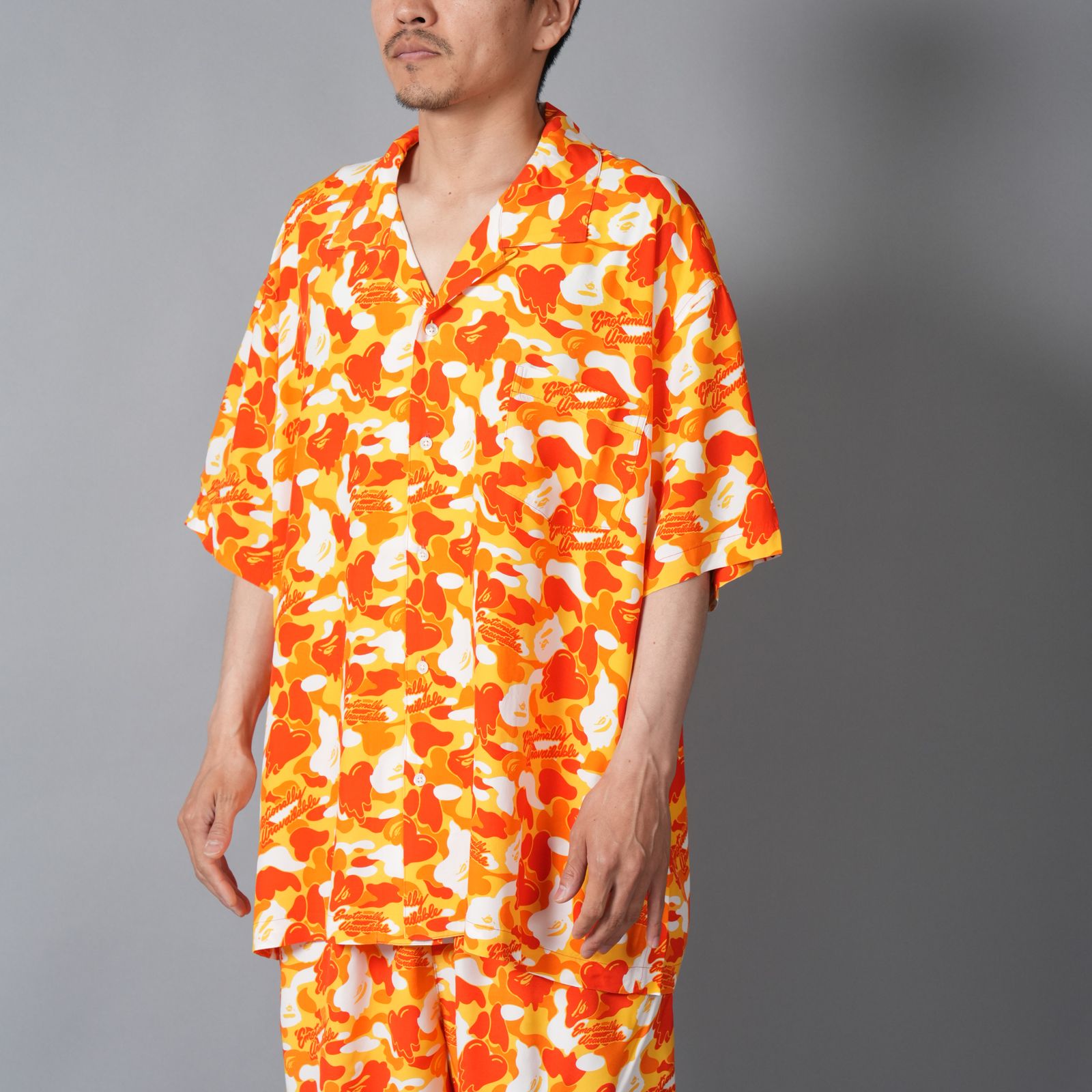 【コラボ】EU-MK8-0000-C01 / EU APE ALOHA SHIRT / ORANGE / シャツ (オレンジ)