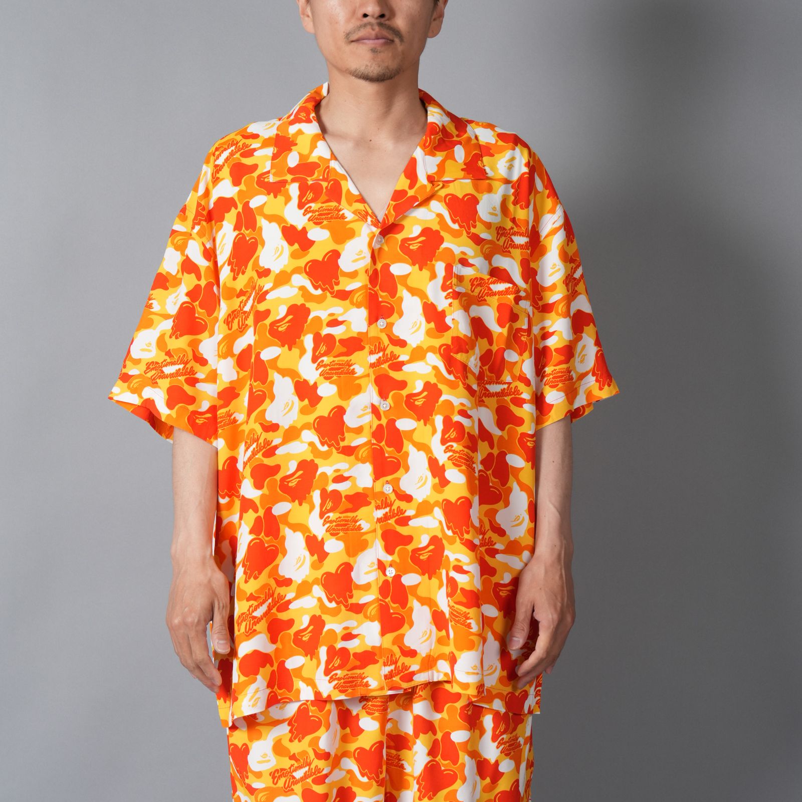 【コラボ】EU-MK8-0000-C01 / EU APE ALOHA SHIRT / ORANGE / シャツ (オレンジ)