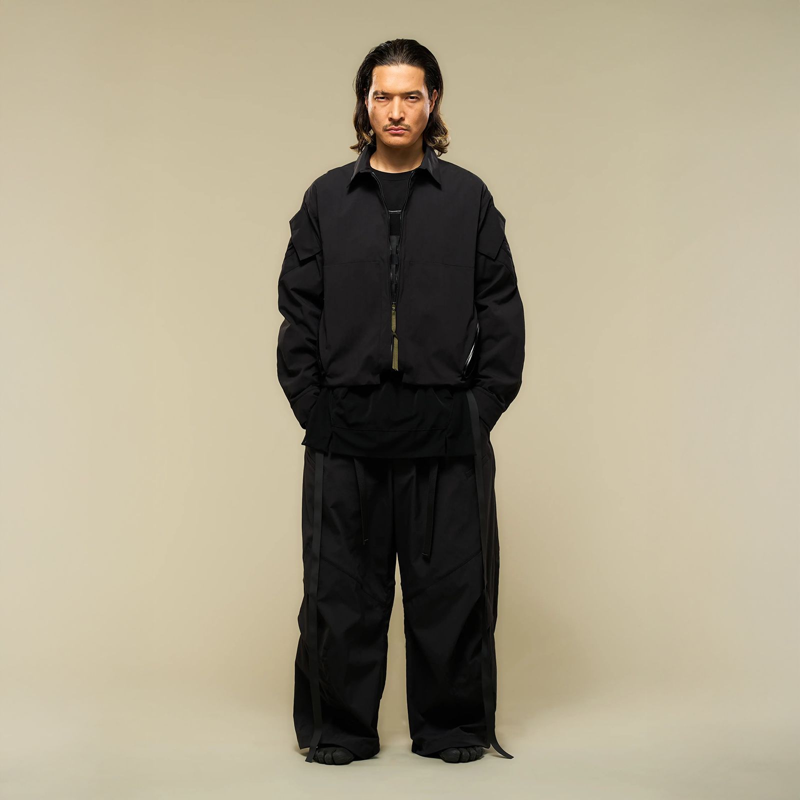 LA12-M / NYLON STRETCH SHIRT JACKET / ナイロンストレッチシャツジャケット [ストレートフィット] (ブラック)