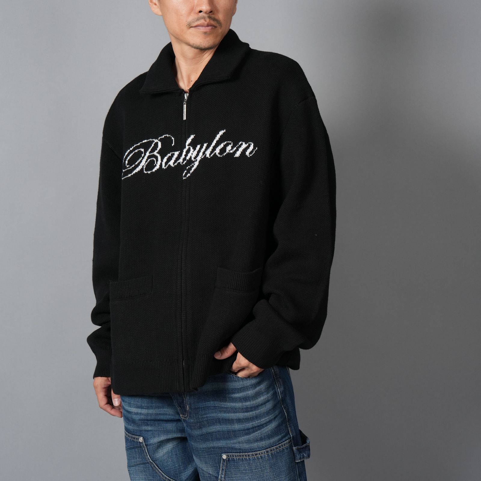 ZIP CARDIGAN / ジップカーディガン  (ブラック)